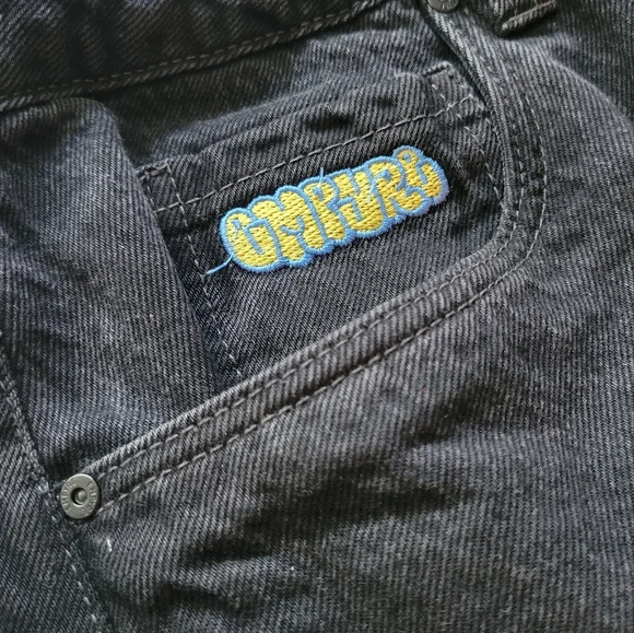 Black Denim Jeans with Embroidered Logo - Picture 3 of 8